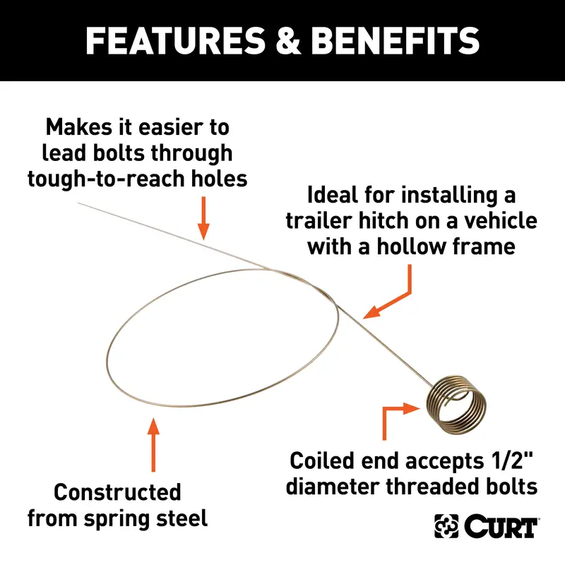 Curt 18-Inch Trailer Hitch Fish Wire Tool For 1/2" Bolts 1