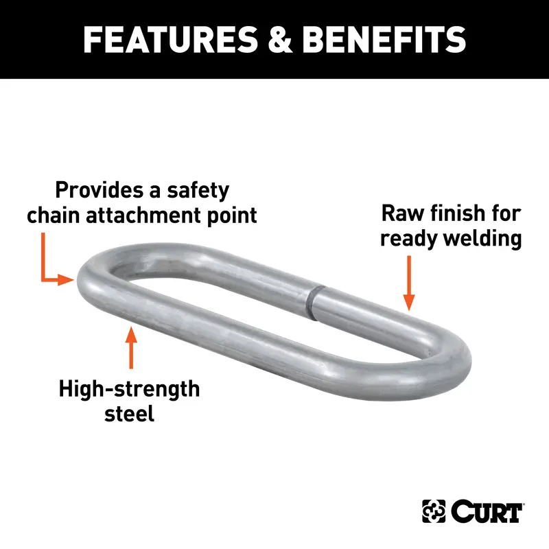 Curt Weld-On Safety Chain Loop – Heavy-Duty 10,000 Lb Capacity Raw Steel Bracket 1