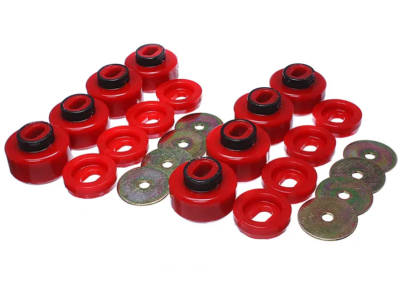 Energy Suspension Red Polyurethane Body Mount Kit – Reuses Oem Metal Components 1