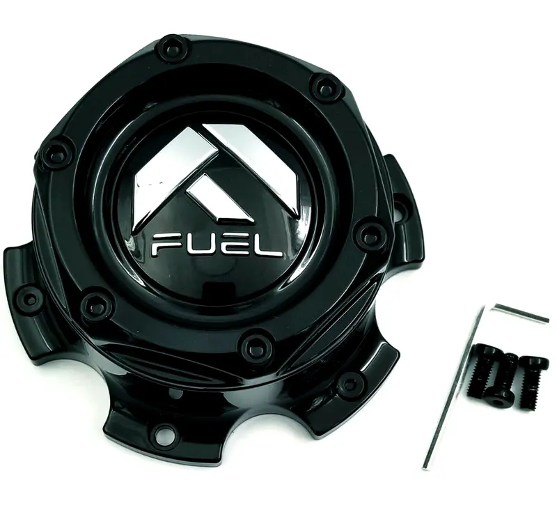 Fuel 2-Piece Gl-Blk Cap Set – 6X135 Lug Pattern, Black Rivets, Gloss Black Finish 1