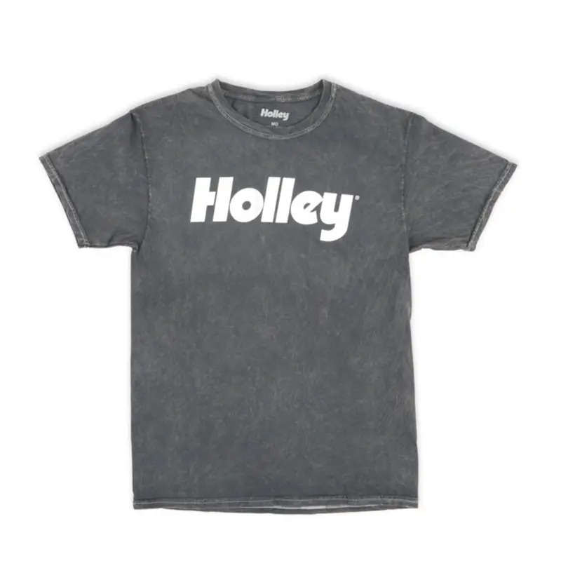 Holley Mineral-Washed Distressed Logo T-Shirt – Casual Gray Crew Neck, Medium Fit 1