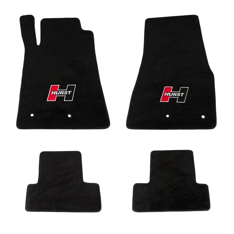 Hurst 6370020 Non-Slip Floor Mat Set – Black With Hurst Red Logo, Front & Rear, 4-Piece Kit 1