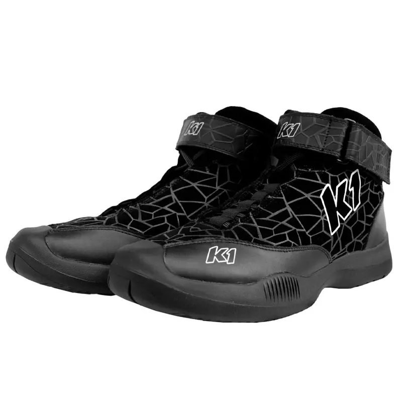 K1 Racegear 24-Ver-N-11 Nomex Racing Shoe – Sfi 3.3/5 Certified, Black Crew-Style Design 1