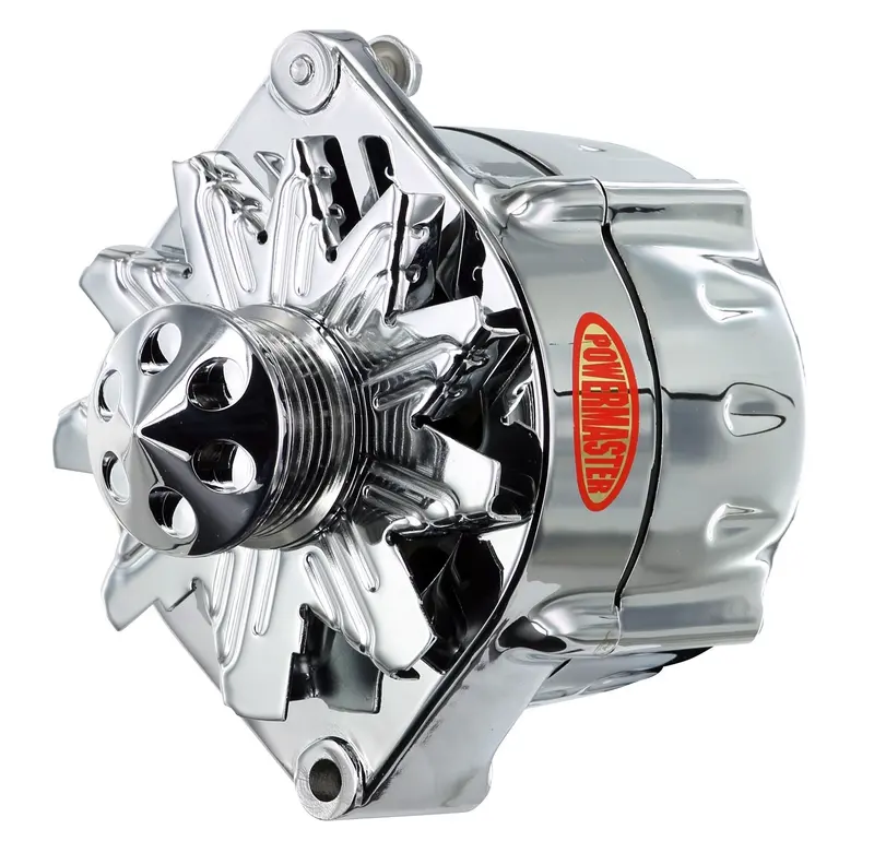 Powermaster Smooth Look Alternator – 100-Amp, 12Si Design, 75-Amp Idle Output, Chrome Finish – Model 17297-313 1