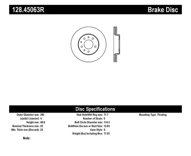 Stoptech 128.45063R Sport Cross-Drilled Brake Rotor – Front Right Position 1