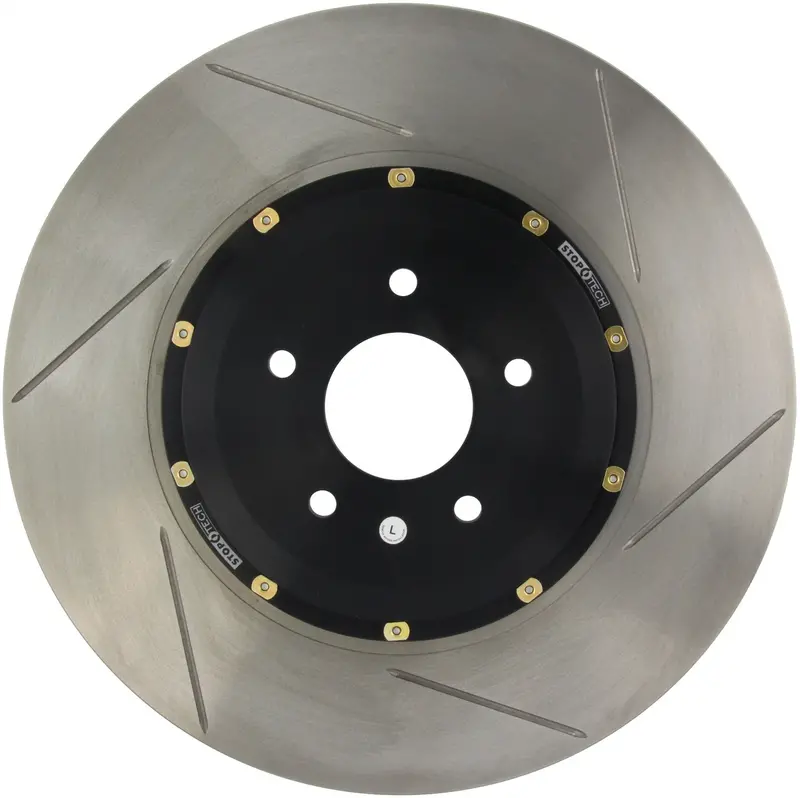 Stoptech 129.61089.36 Stoptech Aerorotor 2 Piece Black Hat Zinc Coated Rotor Drilled; Front Right 1
