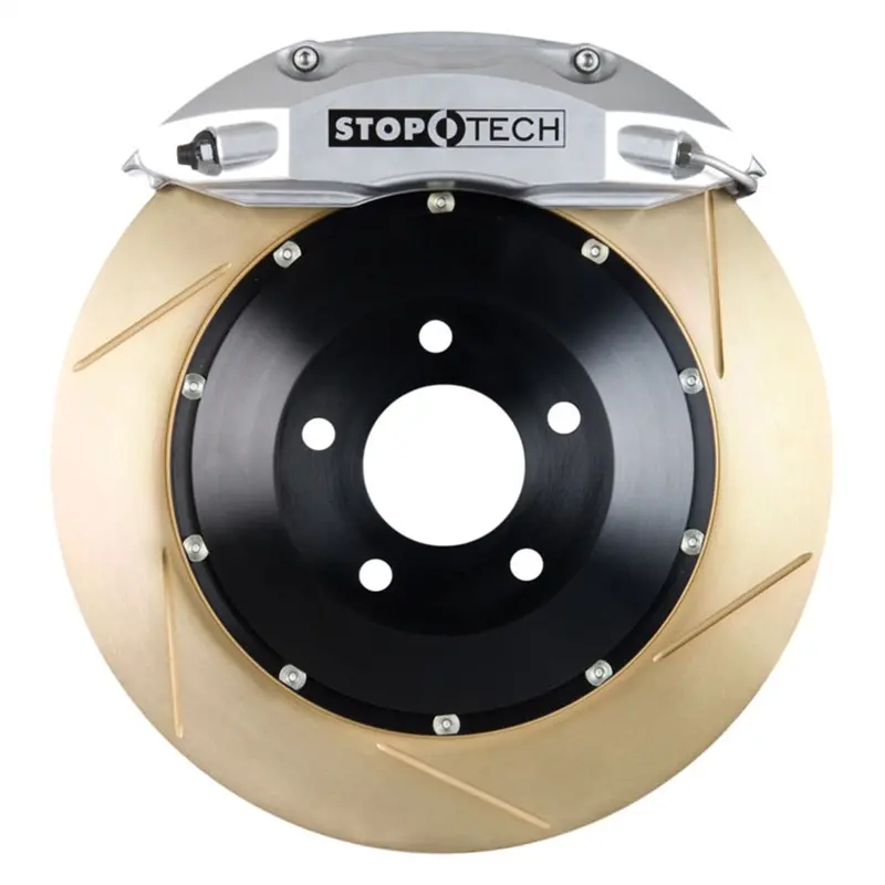Stoptech 83.112.4600.63 Big Brake Kit – Black Calipers With Slotted Two-Piece Front Rotors 1