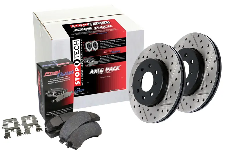 Stoptech 935.42081 Street Axle Pack – Four-Wheel Drilled & Slotted Brake Kit 1