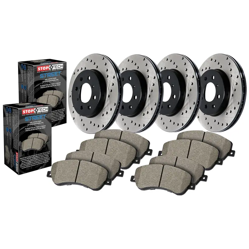 Stoptech 936.35294 Street Axle Pack — Drilled Front And Rear Brake Kit 1