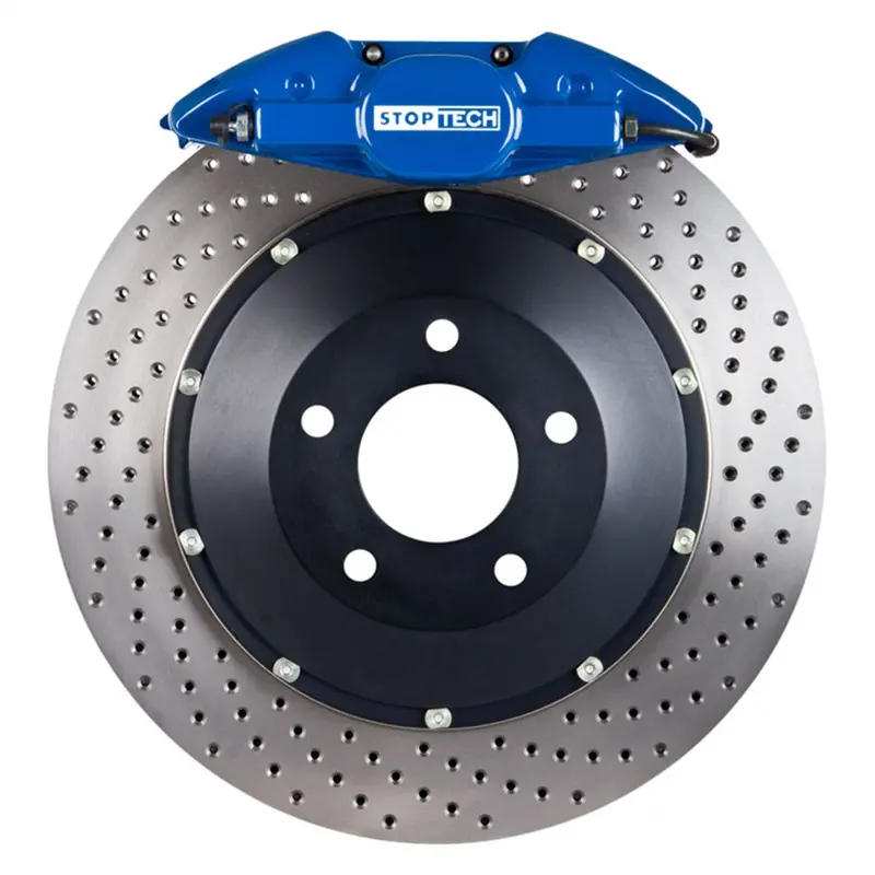Stoptech Front Big Brake Kit With Blue Calipers And Drilled Two-Piece Rotors 1