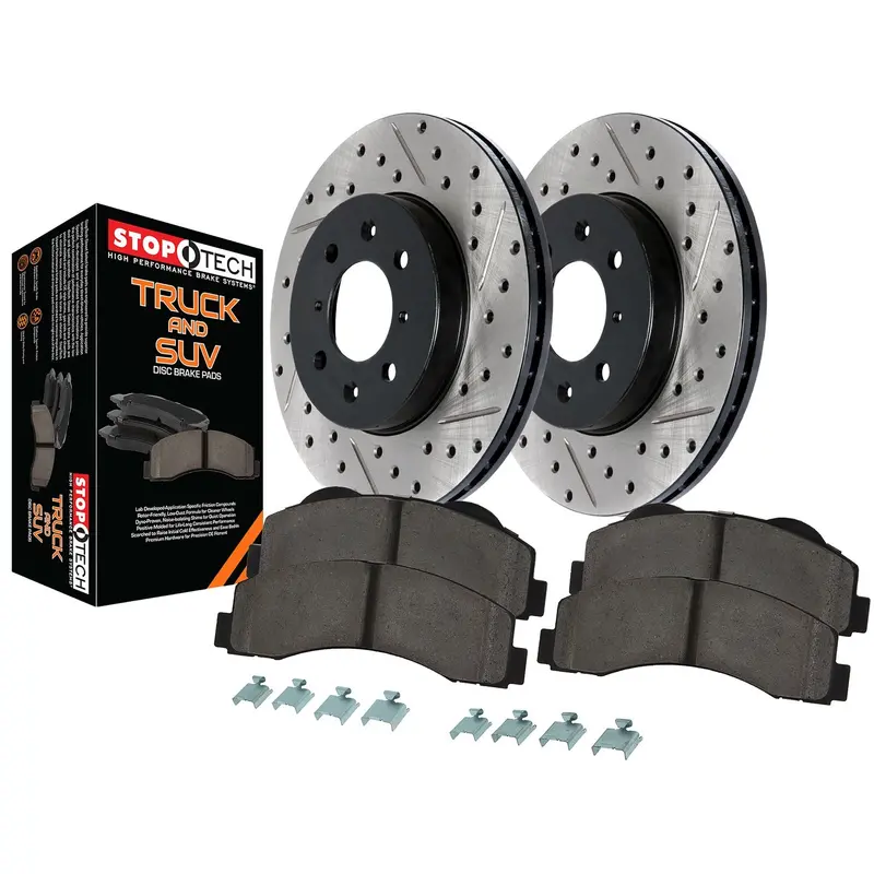 Stoptech Rear Brake Kit – Slotted & Drilled Truck Axle Pack (971.67516) 1