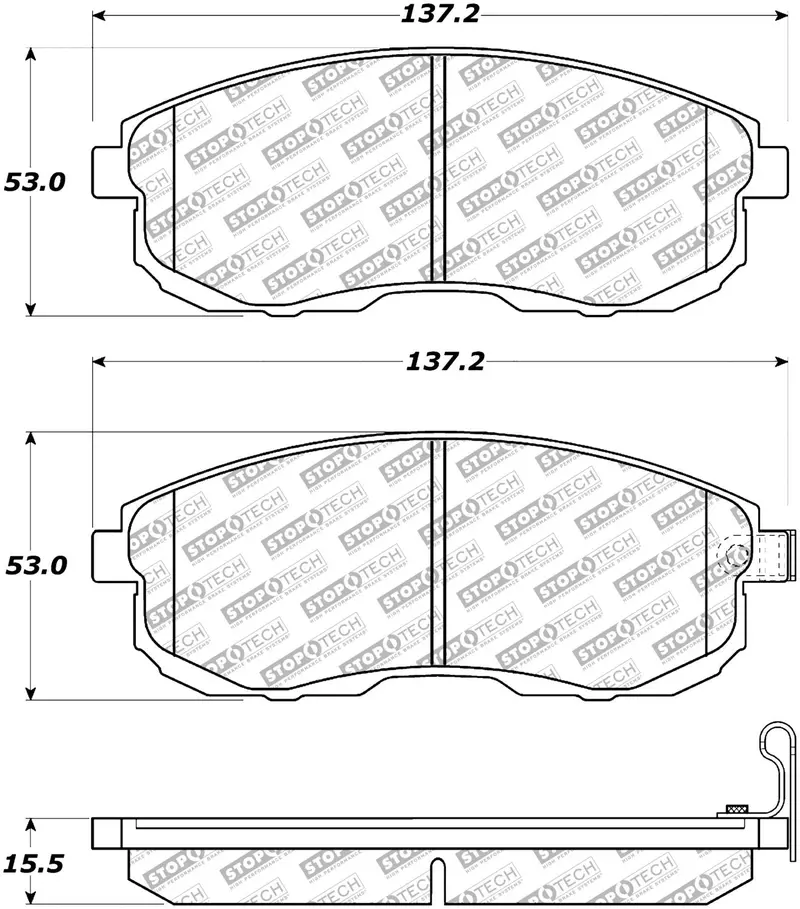 Stoptech Street Select Brake Pads With Mounting Hardware – Front Or Rear (305.08152) 1