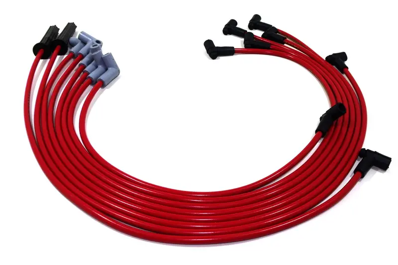 Taylor Cable 84207 Thundervolt 8.2Mm Spiro-Wound Ignition Wire Set – Red, Custom Fit, 90/180 Degree Firing 1
