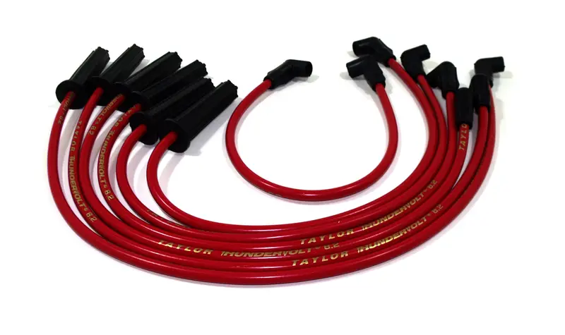 Taylor Cable Thundervolt 8.2Mm Ignition Wires – Red Silicone Set With 180° Boots & Stock-Length Fit 1